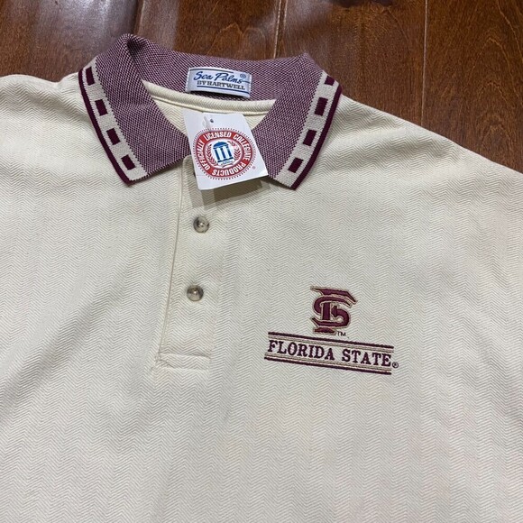 Florida State Seminoles Vintage NWT Combed Cotton Cream Maroon Polo Men's XXL - Picture 2 of 8